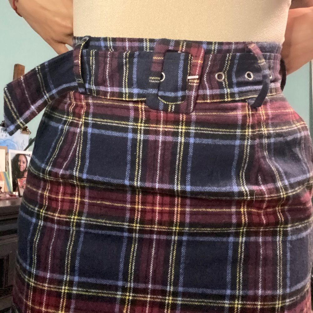 Hey Wait A Check Belted Midi Skirt - Picture 6 of 9